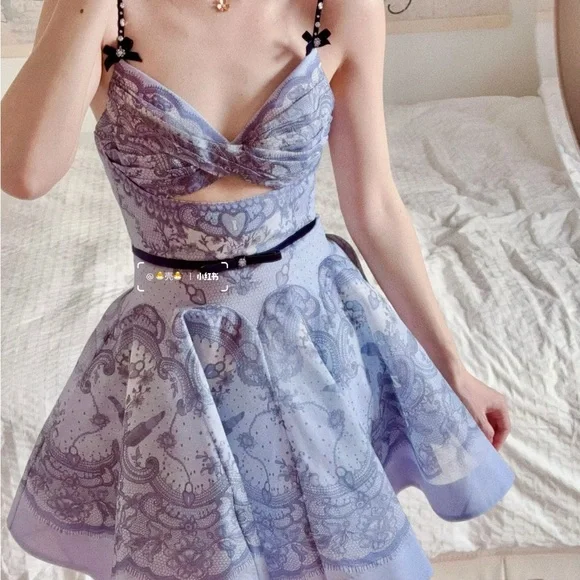 Zimmermann Blue Lace Mini Dress - Picture 3 of 4